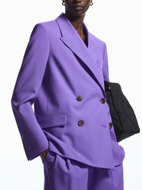 COS Purple Double Breasted Wool Blazer